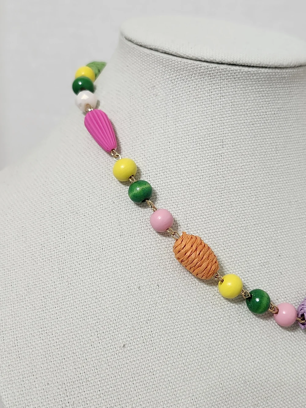 Colorful Beaded Necklace & Bracelet Set Multicolor Vibrant Statement Easter New